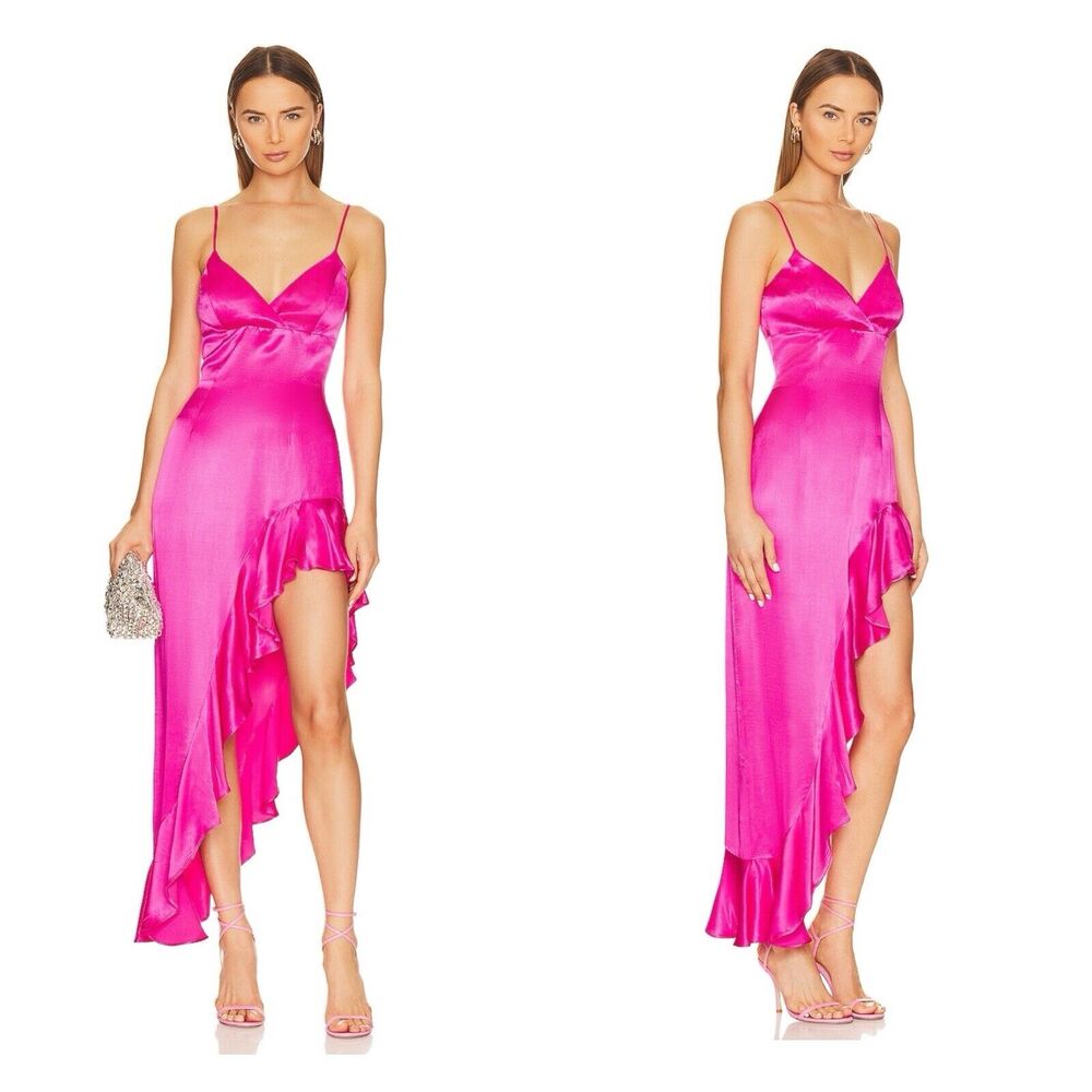 Bardot Womens Cocktail Dress XL Pop Pink‎ Barbiecore Assymmetric Sexy Elegant